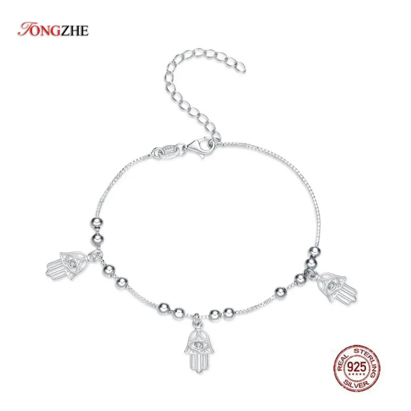 925 Silver Eye Hamsa Hand Charm Bracelet