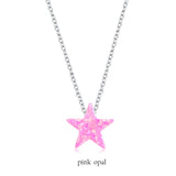Star Pink Opal Pendant Necklace 925 Sterling Silver