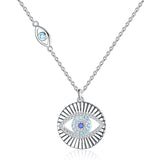 Evil Eye CZ 925 Sterling Silver Necklace Crystal Pendant Turkey Jewelry