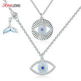Evil Eye CZ 925 Sterling Silver Necklace Crystal Pendant Turkey Jewelry