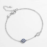 925 Sterling Silver Hamsa Hand Evil Eye Charm Bracelet