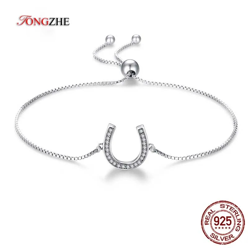925 Sterling Silver Bracelets Horseshoe Beads Bracelet Ball Wedding Jewelry