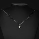 925 Silver Hand of Hamsa Pendant Necklace CZ Good Luck Hand Of Fatima Necklace