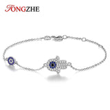 Luck Fatima Hamsa 925 Silver Evil Eye Hand Bracelet
