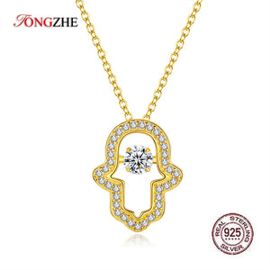 925 Sterling Silver Hamsa Hand Pendant Fatima Hand Necklace Women Choker