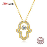 925 Sterling Silver Hamsa Hand Pendant Fatima Hand Necklace Women Choker