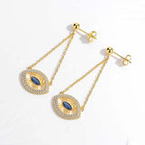 Evil Eye Silver Drop Earrings Blue Stone Yellow Women Jewelry