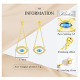 Evil Eye Silver Drop Earrings Blue Stone Yellow Women Jewelry