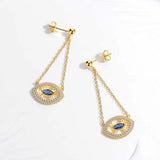 Evil Eye Silver Drop Earrings Blue Stone Yellow Women Jewelry