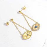 Evil Eye Silver Drop Earrings Blue Stone Yellow Women Jewelry