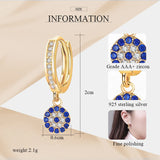 Evil Eye Earring 925 Sterling Silver Drop Earrings CZ Wedding Jewelry