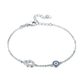Hamsa Hand Evil Eye Bracelet 925 Silver CZ Chain Turkey Jewelry Chakra
