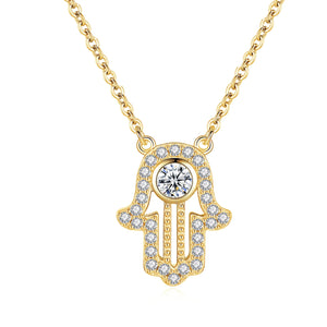 Hamsa 925 Sterling Silver Necklace Lucky Fatima Long Chain Initial Necklace
