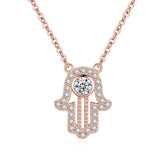 Hamsa 925 Sterling Silver Necklace Lucky Fatima Long Chain Initial Necklace