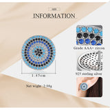 Evil Eye 925 Sterling Silver Blue Stone Crystal Stud Earrings
