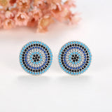 Evil Eye 925 Sterling Silver Blue Stone Crystal Stud Earrings