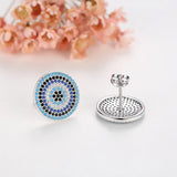 Evil Eye 925 Sterling Silver Blue Stone Crystal Stud Earrings