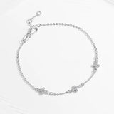 Cross Bracelet 925 Sterling Silver Crystal Charm Adjustable Chain Jewelry