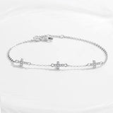 Cross Bracelet 925 Sterling Silver Crystal Charm Adjustable Chain Jewelry