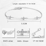 Cross Bracelet 925 Sterling Silver Crystal Charm Adjustable Chain Jewelry