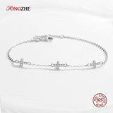 Cross Bracelet 925 Sterling Silver Crystal Charm Adjustable Chain Jewelry