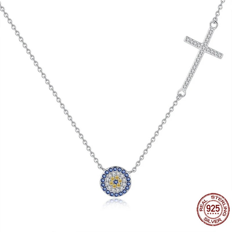 925 Sterling Silver Evil Eye Necklace Pendant for Women