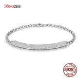 925 Silver CZ Pave Bracelet Women Party Jewelry