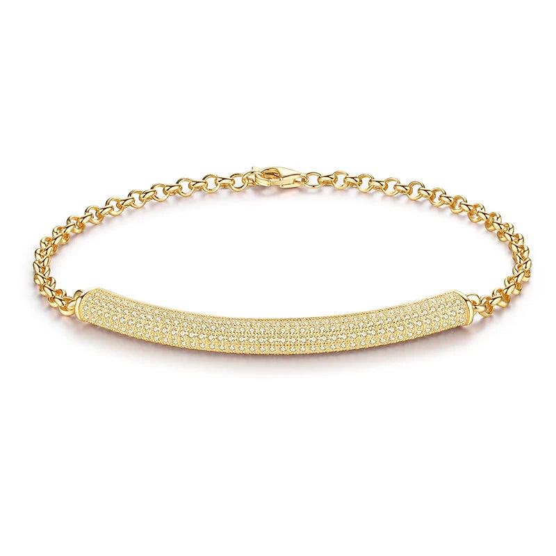 925 Silver CZ Pave Bracelet Women Party Jewelry