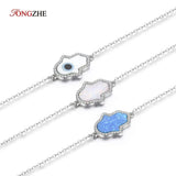 Opal Hand Bracelet 925 Silver Hamsa Hand of Fatima Bracelet Women
