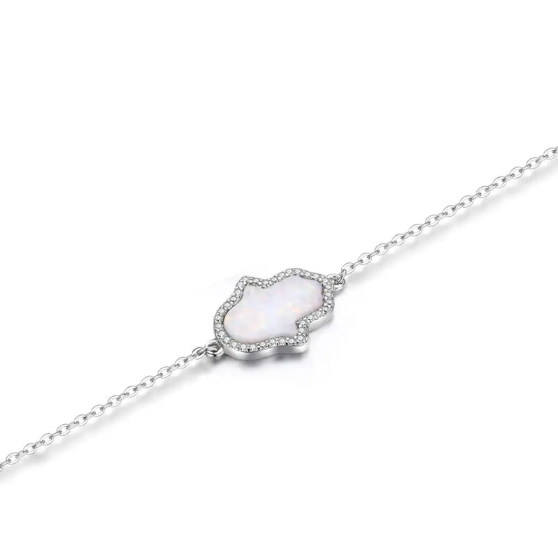 Opal Hand Bracelet 925 Silver Hamsa Hand of Fatima Bracelet Women