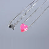 Opal Heart Necklace Multicolor Synthetic Opal 925 Sterling Silver Choker