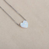 Opal Heart Necklace Multicolor Synthetic Opal 925 Sterling Silver Choker