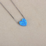 Opal Heart Necklace Multicolor Synthetic Opal 925 Sterling Silver Choker