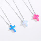 Opal Necklace Silver 925 Sterling Necklace Woman Cross Chains Jesus Charm