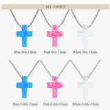 Opal Necklace Silver 925 Sterling Necklace Woman Cross Chains Jesus Charm