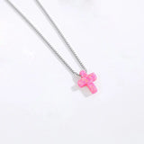 Opal Necklace Silver 925 Sterling Necklace Woman Cross Chains Jesus Charm