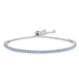 925 Silver Pink Stone Tennis Bracelet in Rose Jewelry Box Chain Charm