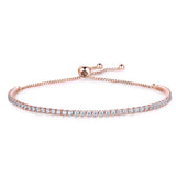 925 Silver Pink Stone Tennis Bracelet in Rose Jewelry Box Chain Charm