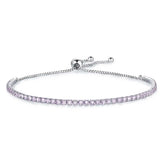 925 Silver Pink Stone Tennis Bracelet in Rose Jewelry Box Chain Charm