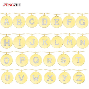 925 Sterling Silver Initial Pendant Necklaces Women Thin Chain Letter Jewelry