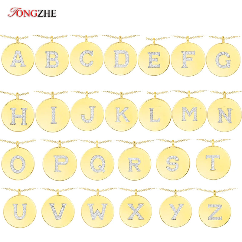 925 Sterling Silver Initial Pendant Necklaces Women Thin Chain Letter Jewelry