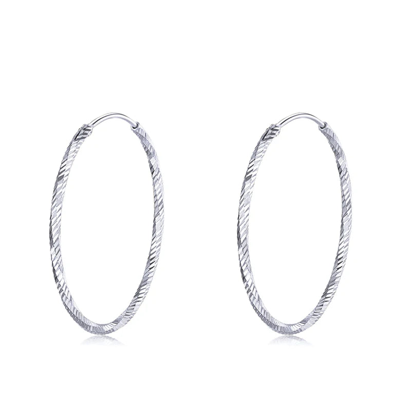 925 Silver Big Hoop Earrings Women Jewelry 1.8MM