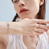 Sterling Silver Steering Wheel Charm Bracelet with Zircon Stones