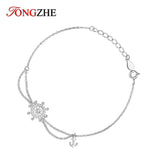 Sterling Silver Steering Wheel Charm Bracelet with Zircon Stones