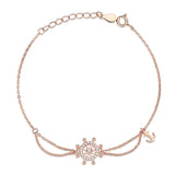 Sterling Silver Steering Wheel Charm Bracelet with Zircon Stones