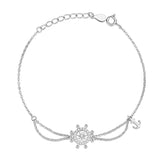 Sterling Silver Steering Wheel Charm Bracelet with Zircon Stones