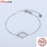 Opal Hamsa Hand Couple Bracelets 925 Silver