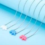 925 Silver Pink Stone Elephant Pendant Necklace 0.8*1.1cm