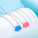 925 Silver Pink Stone Elephant Pendant Necklace 0.8*1.1cm