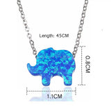 925 Silver Pink Stone Elephant Pendant Necklace 0.8*1.1cm